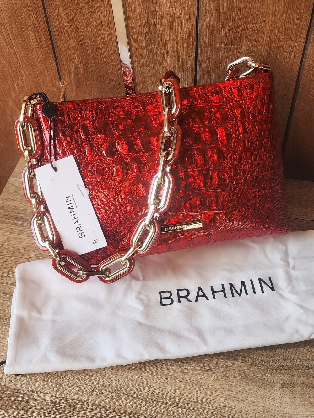 NWT Brahmin Mod Lorelei Small Leather Chain Shoulder Bag